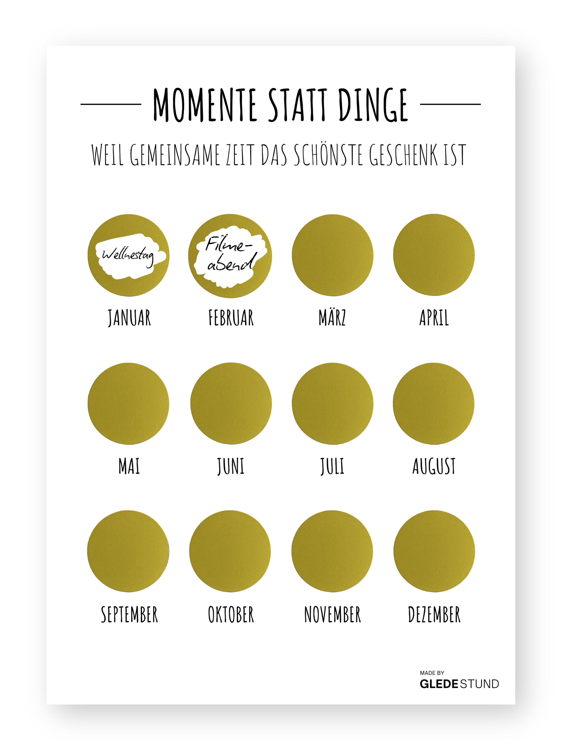 "Momente statt Dinge“ - Gutschein-Kalender - Schlicht