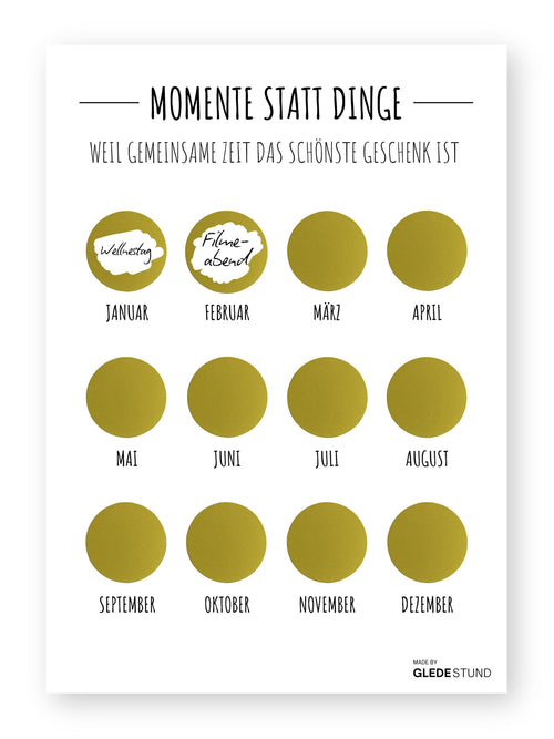 "Momente statt Dinge“ - Gutschein-Kalender - Schlicht