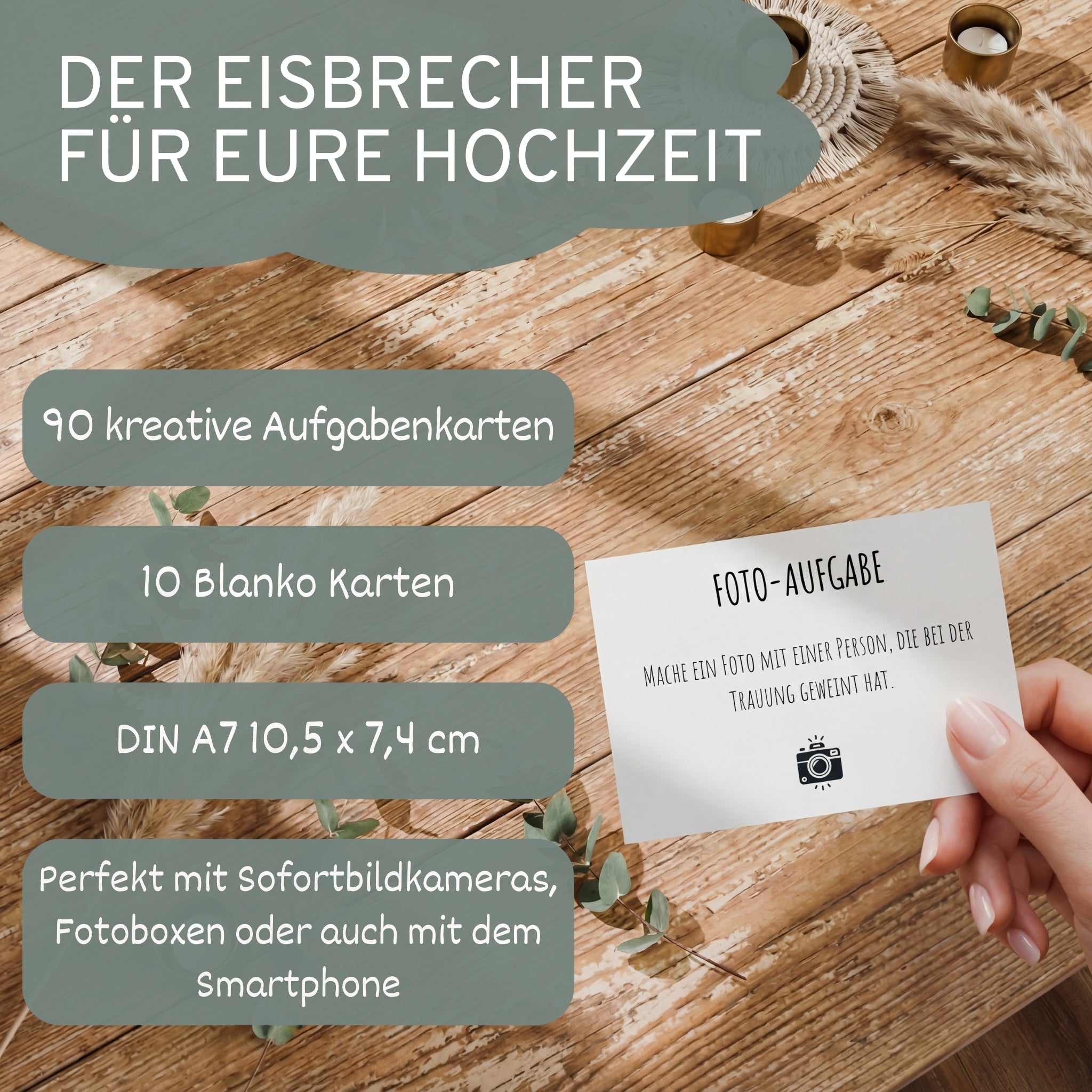 Fotoaufgaben Hochzeit – 100 Karten