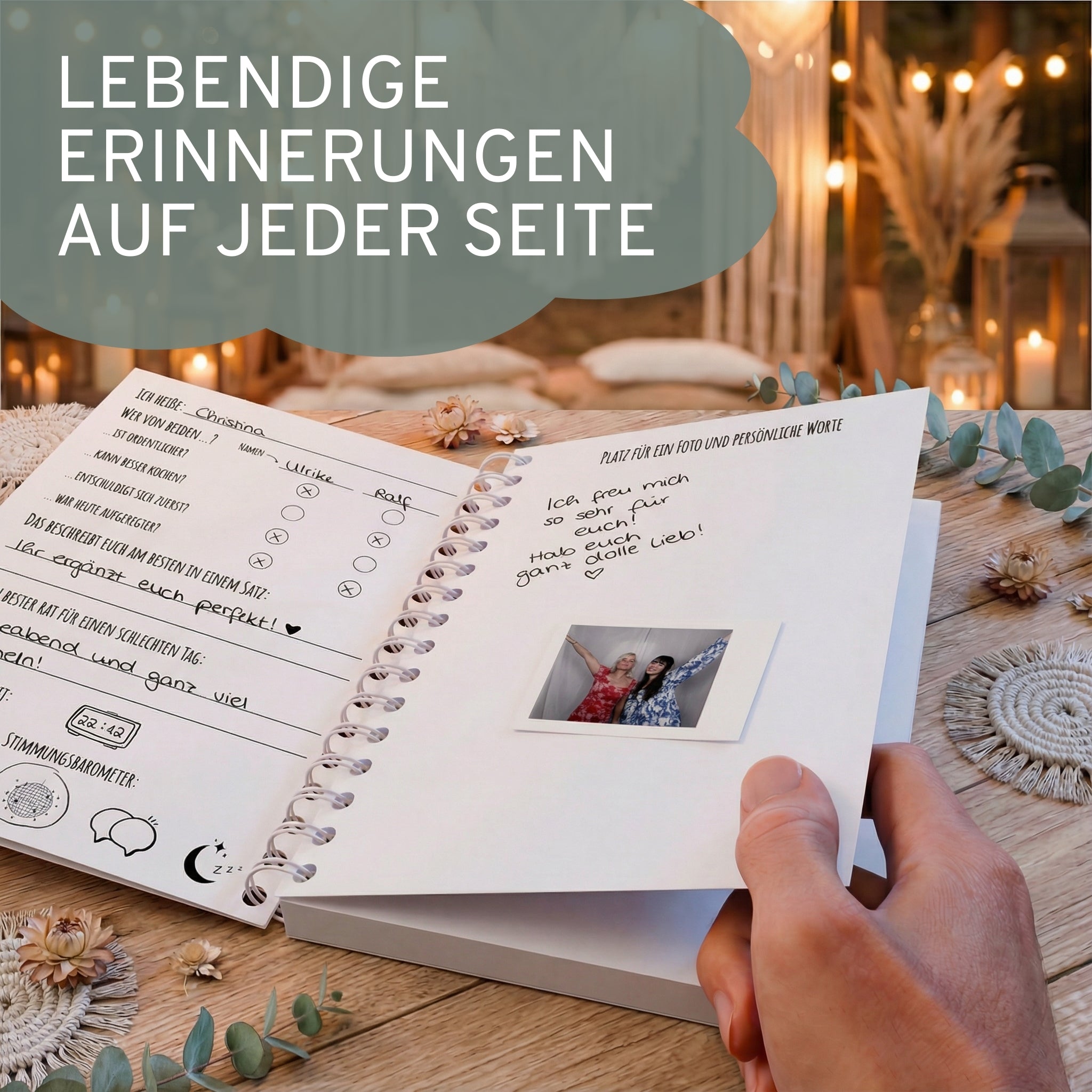 Gästebuch Hochzeit mit Fragen - 50 Gäste