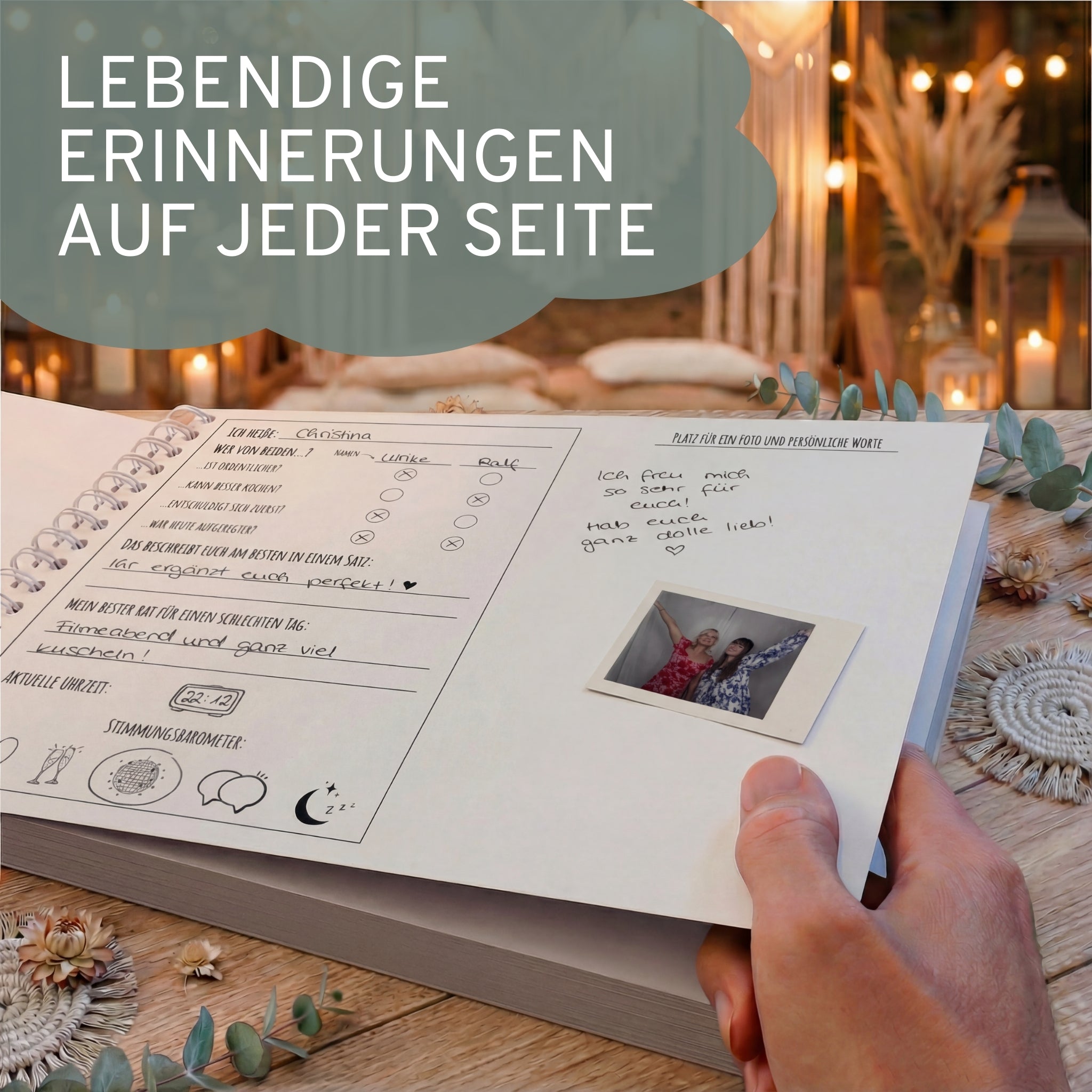 Gästebuch Hochzeit mit Fragen - 100 Gäste