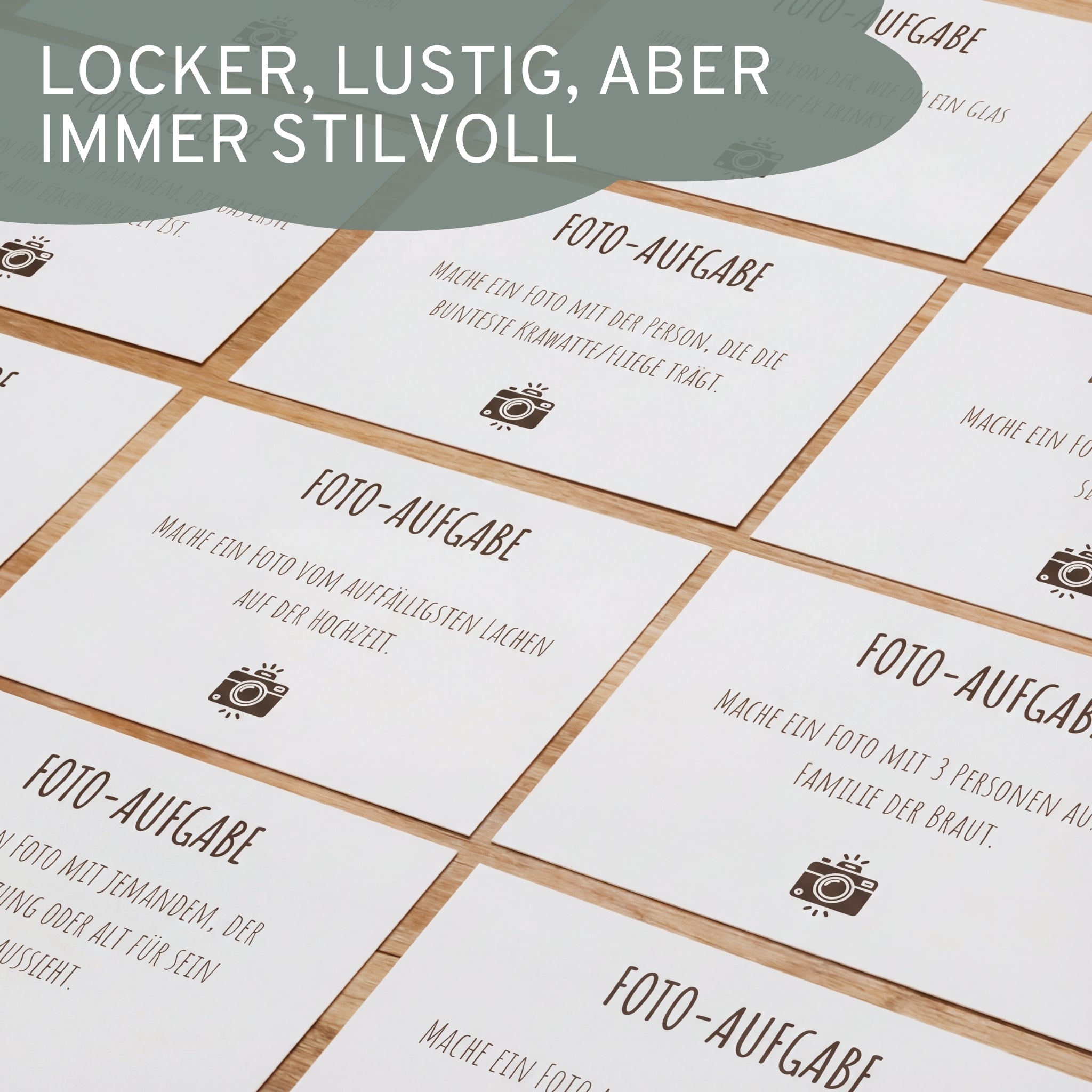 Fotoaufgaben Hochzeit – 100 Karten