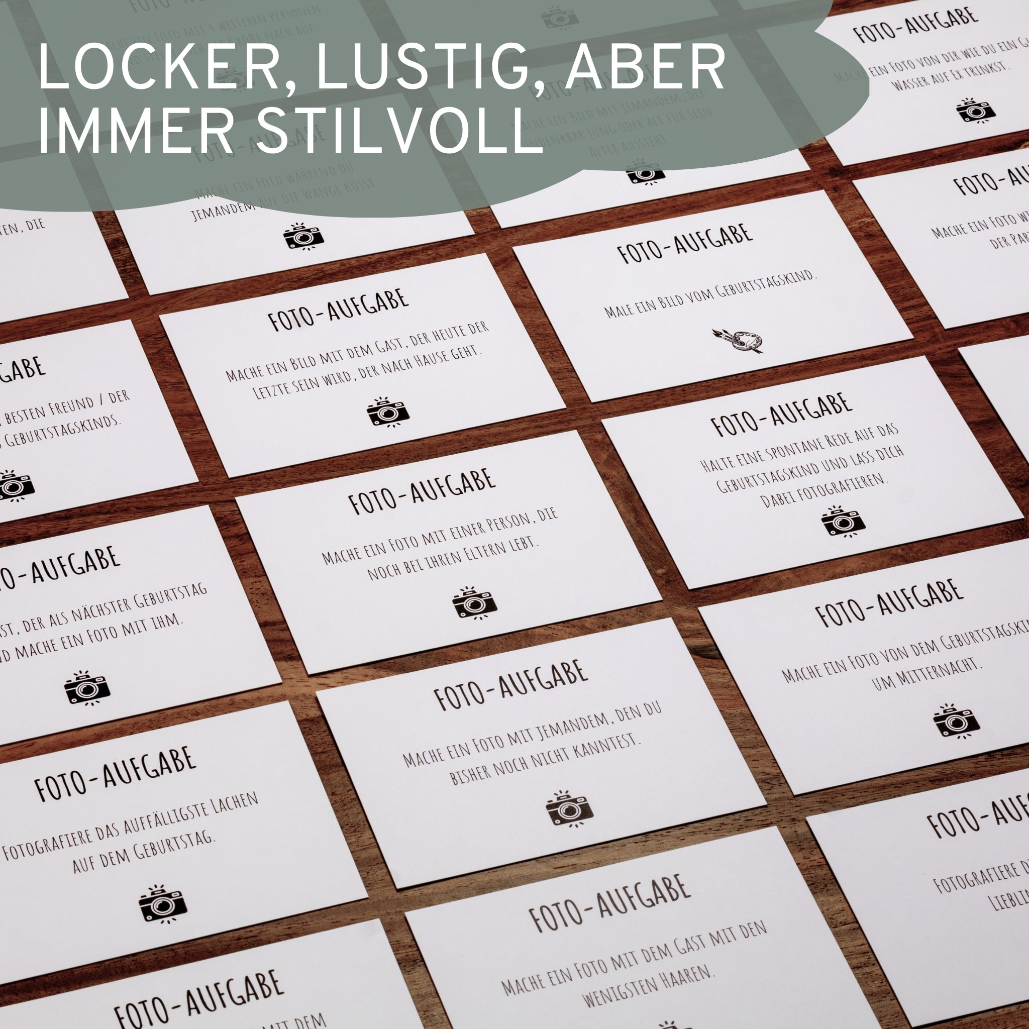 Fotoaufgaben Geburtstag – 60 Karten