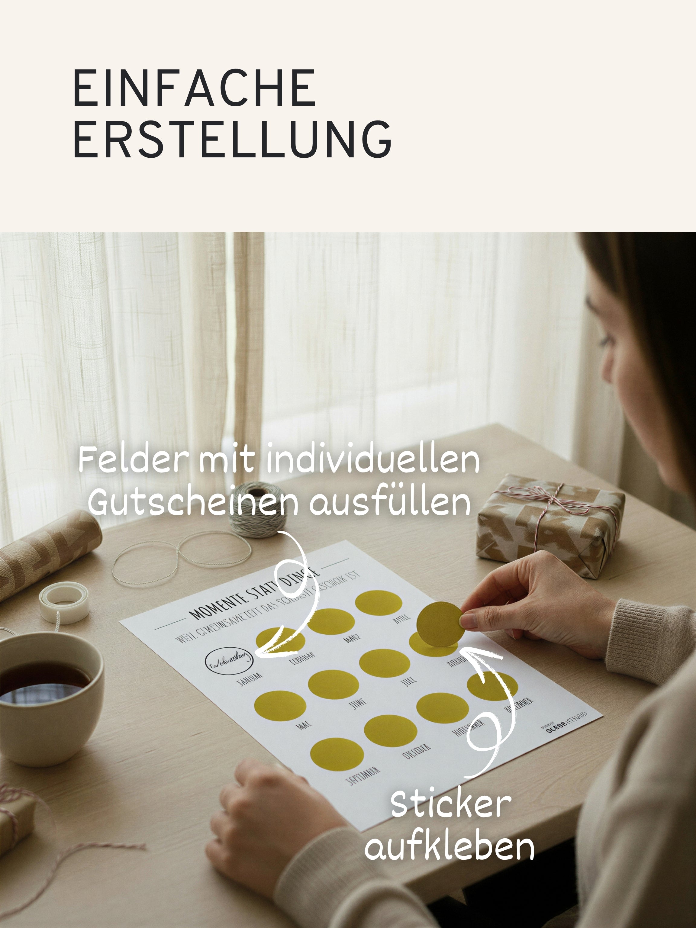 "Momente statt Dinge“ - Gutschein-Kalender - Schlicht