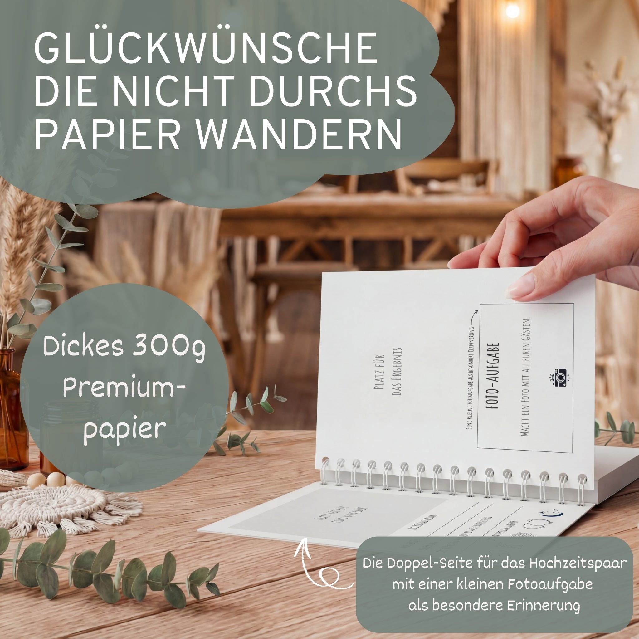 Gästebuch Hochzeit mit Fragen - 50 Gäste