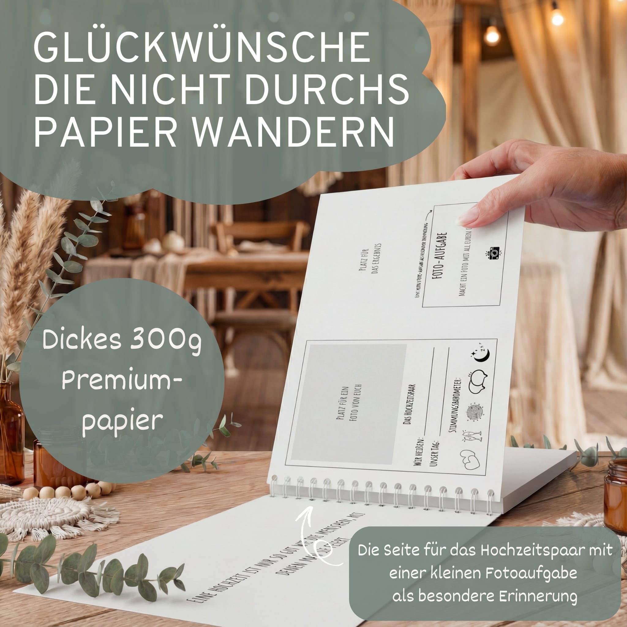 Gästebuch Hochzeit mit Fragen - 100 Gäste