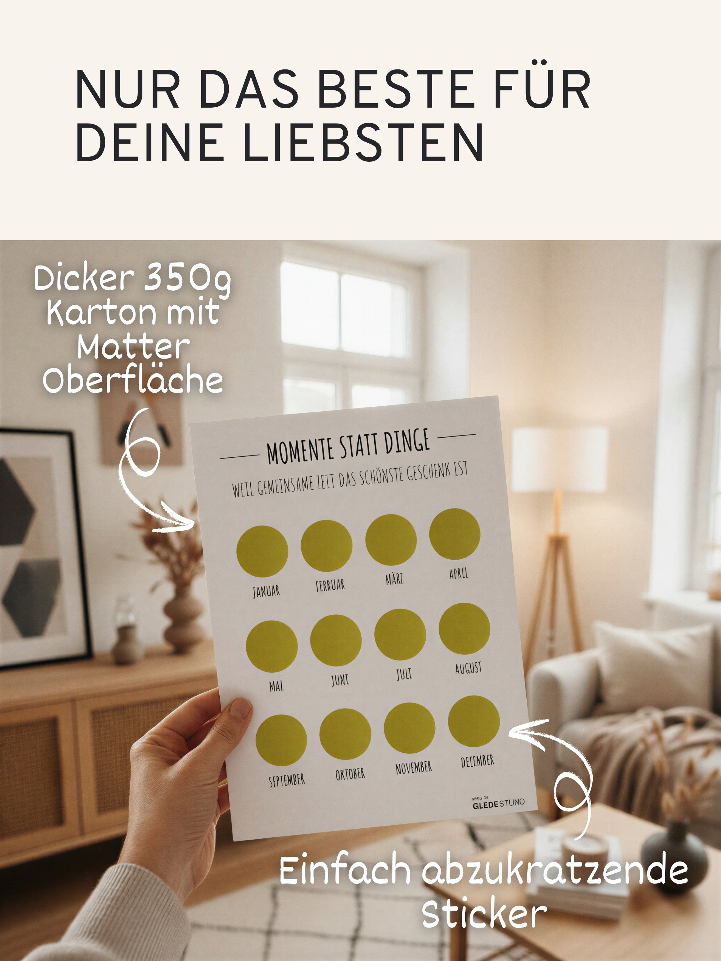 "Momente statt Dinge“ - Gutschein-Kalender - Schlicht