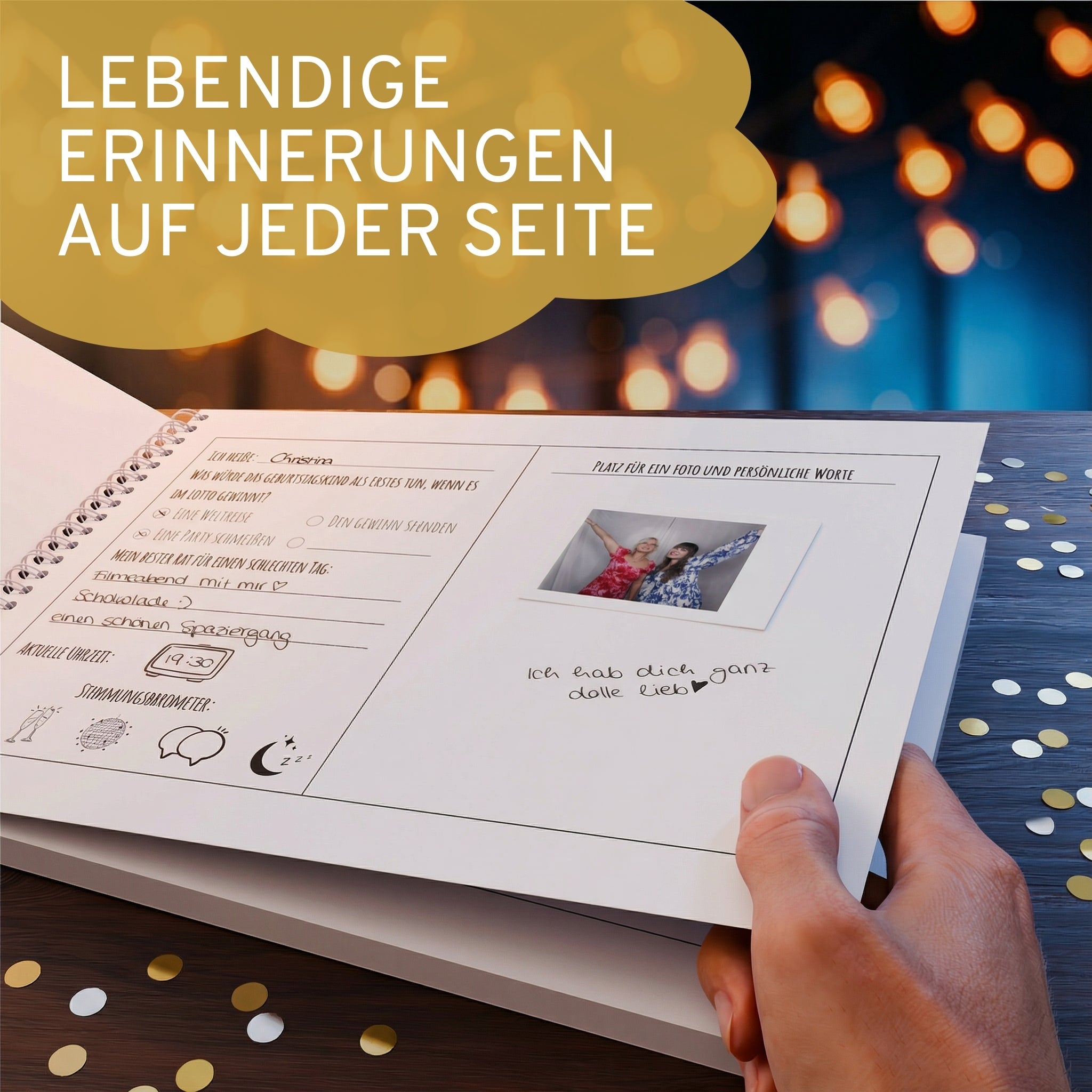 Gästebuch Geburtstag mit Fragen - 60 Gäste - DIN A4 Schlicht
