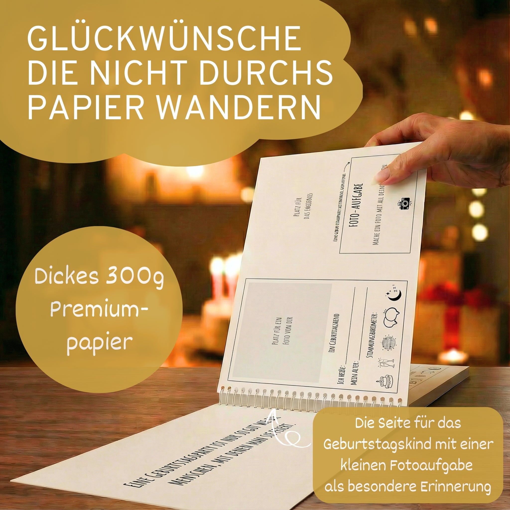 Gästebuch Geburtstag mit Fragen - 60 Gäste - DIN A4 Schlicht