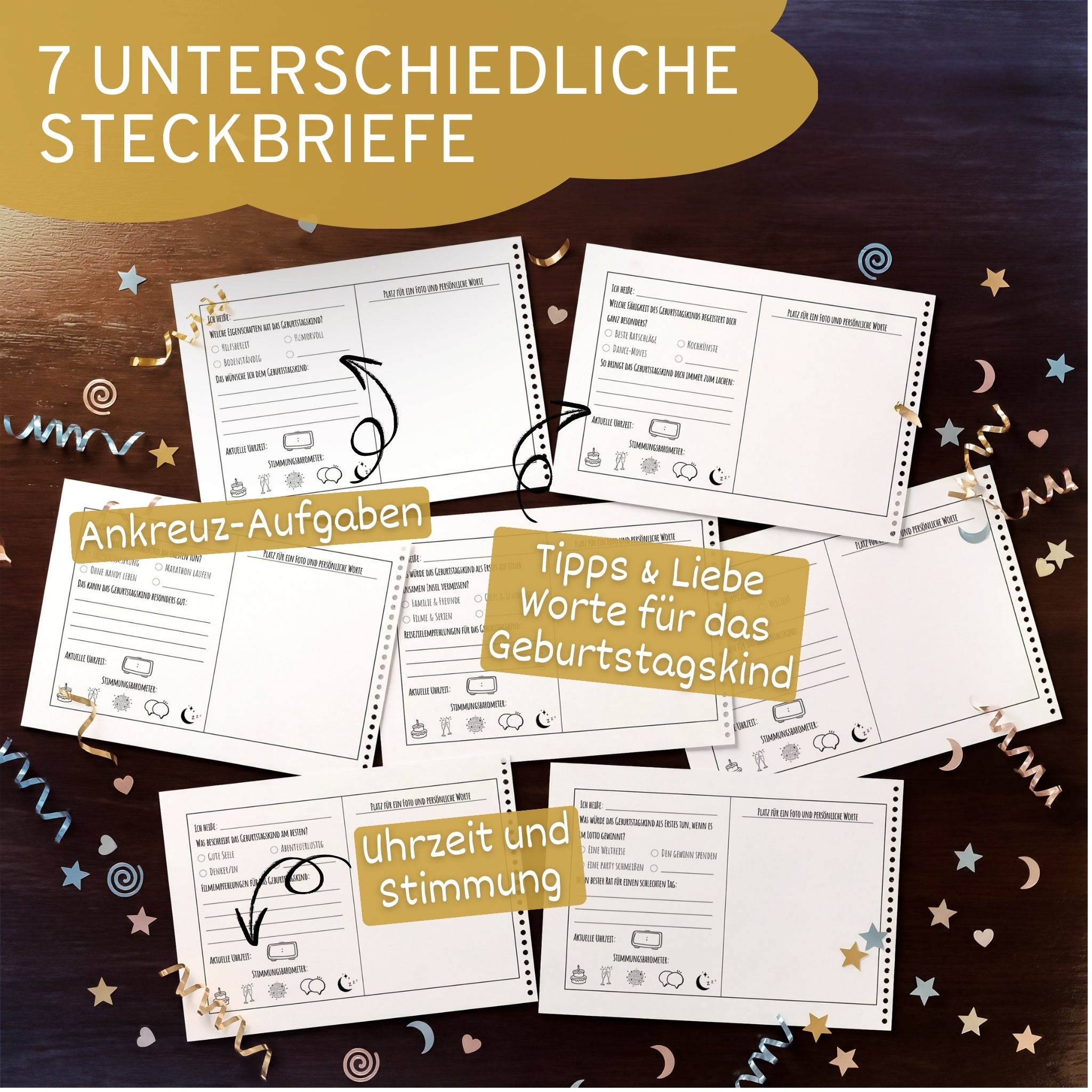 Gästebuch Geburtstag mit Fragen - 60 Gäste - DIN A4 Schlicht