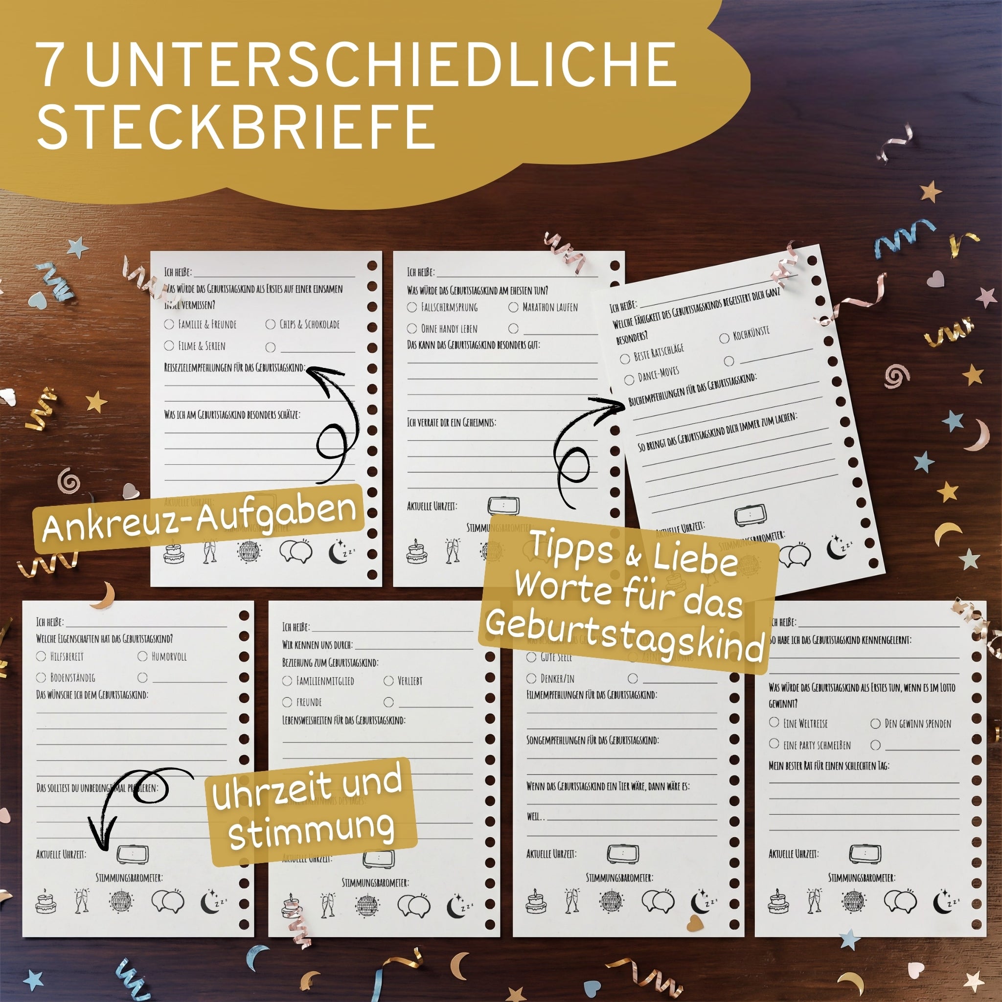 Gästebuch Geburtstag mit Fragen - 40 Gäste - DIN A5 Bunt