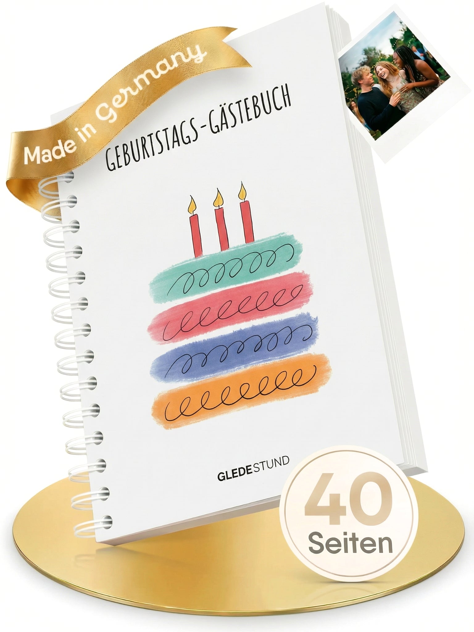 Gästebuch Geburtstag mit Fragen - 40 Gäste - DIN A5 Bunt