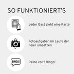Foto - Hochzeitsbingo – Modernes & kreatives Hochzeitsspiel – 25 individuelle Bingo - Karten - GLEDESTUND