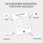 Foto - Hochzeitsbingo – Modernes & kreatives Hochzeitsspiel – 25 individuelle Bingo - Karten - GLEDESTUND