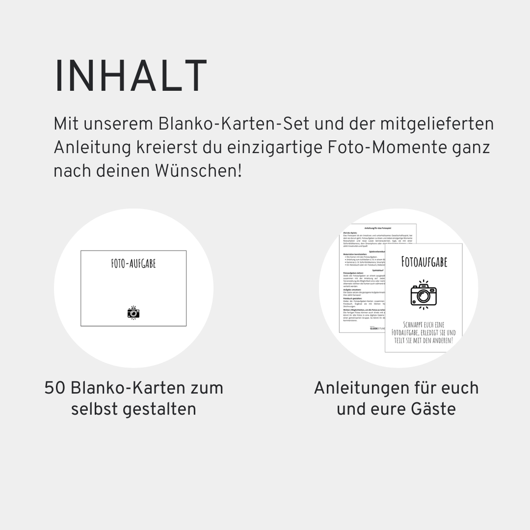 Fotoaufgaben Blanko – 50 Karten zum selber gestalten - GLEDESTUND