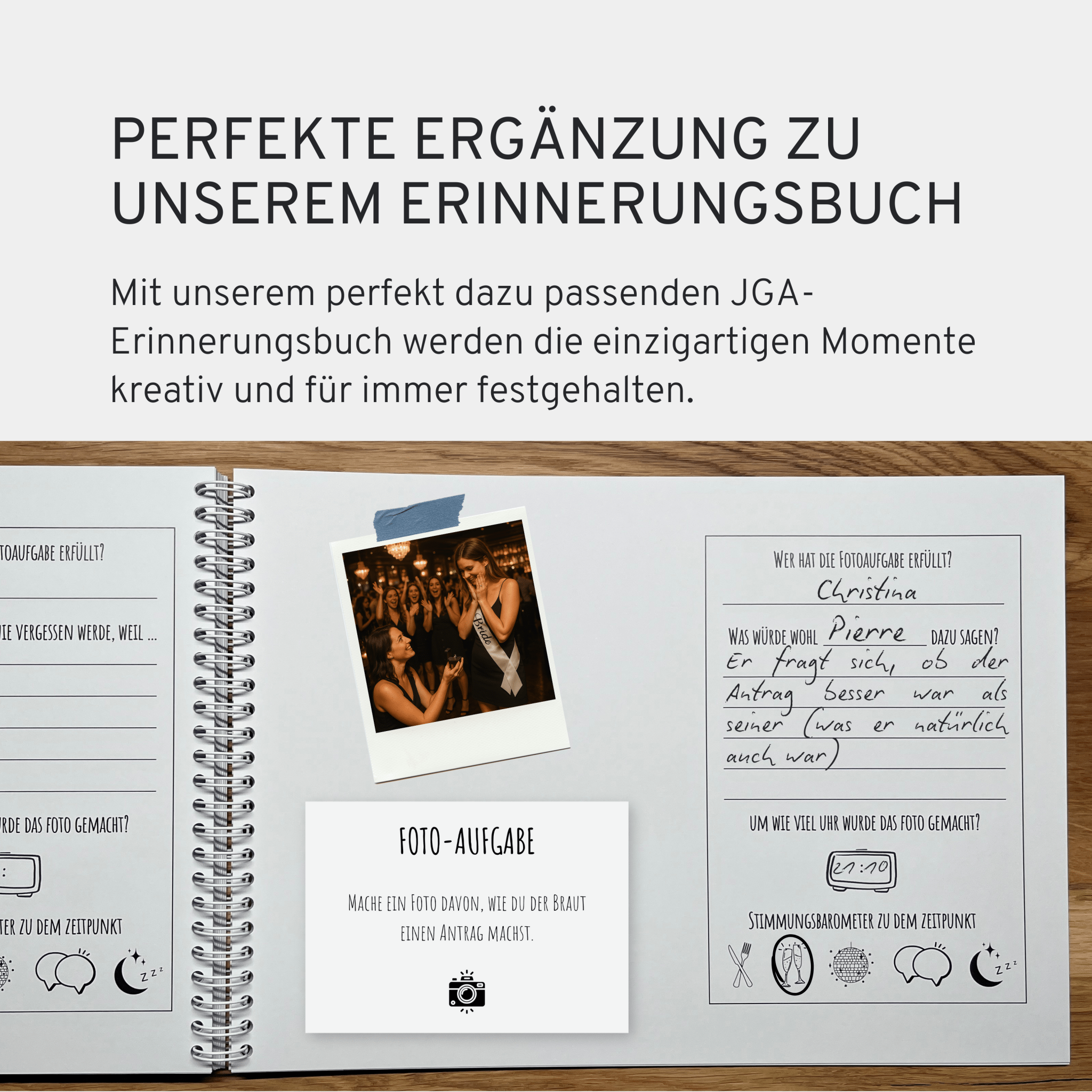 Fotoaufgaben JGA Braut – 60 Karten mit 50 kreativen Aufgaben + 10 Blanko - Karten - GLEDESTUND