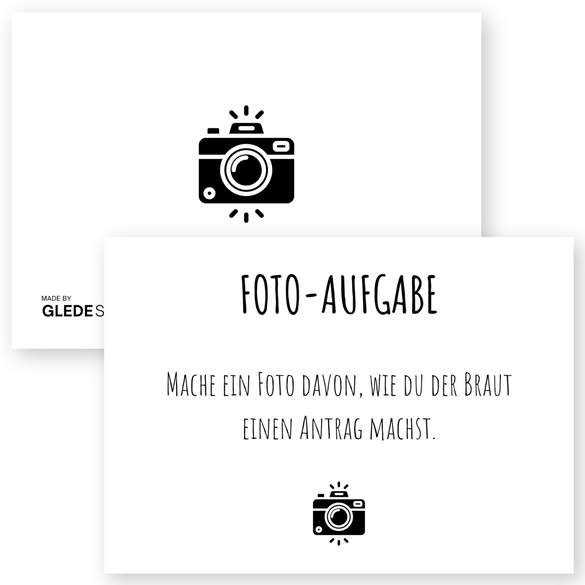Fotoaufgaben JGA Braut – 60 Karten mit 50 kreativen Aufgaben + 10 Blanko - Karten - GLEDESTUND