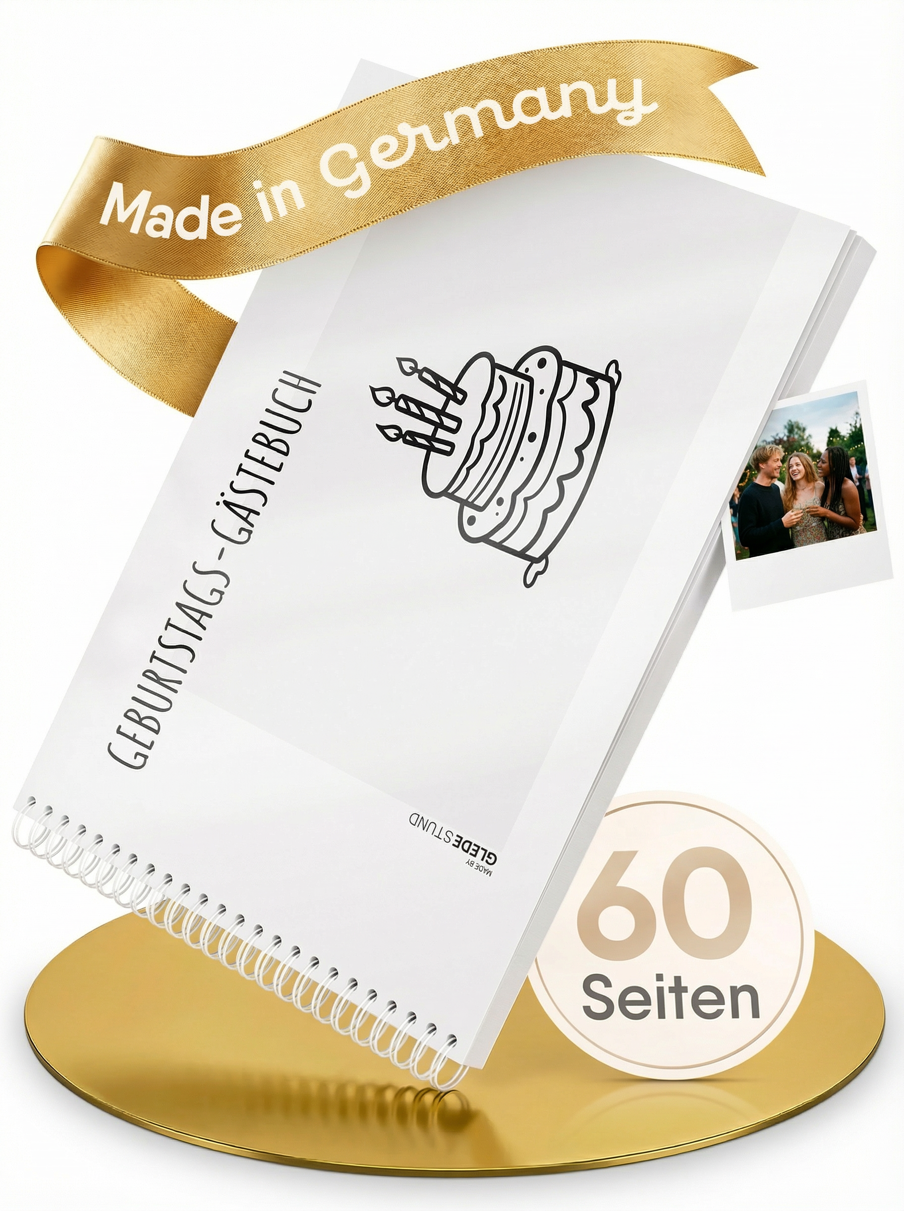 Gästebuch Geburtstag mit Fragen - 60 Gäste - DIN A4 Schlicht