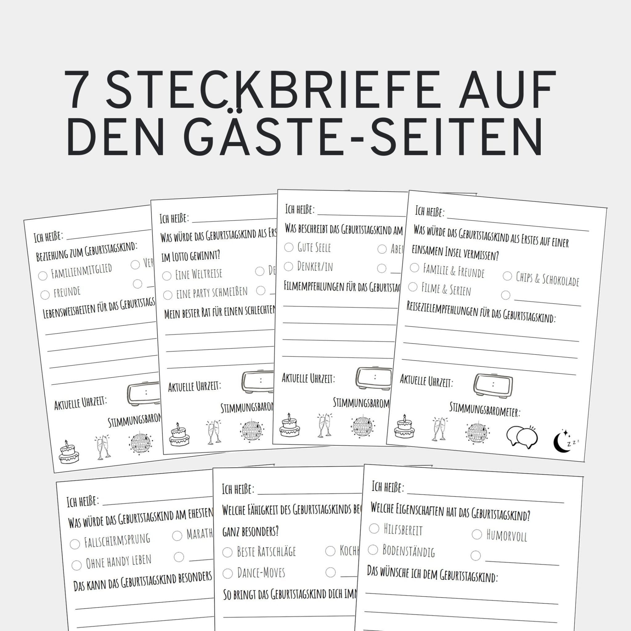 Gästebuch für Fotoaufgaben Geburtstag - 60 Seiten inkl. Fragen - GLEDESTUND