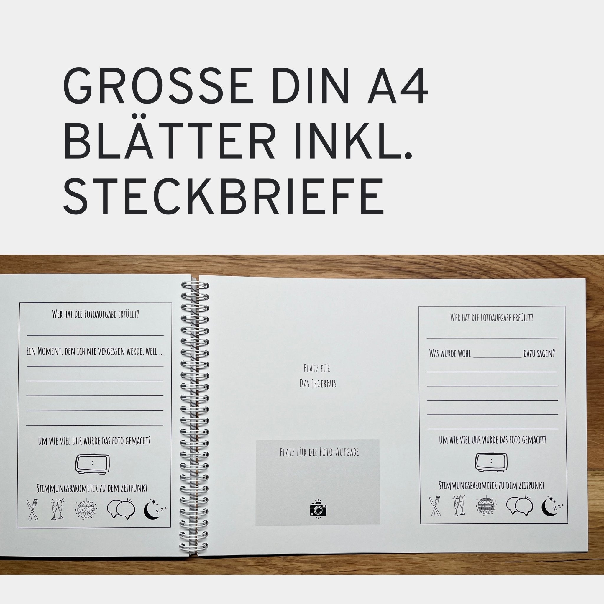 Gästebuch für Fotoaufgaben JGA - 60 Seiten inkl. Fragen - GLEDESTUND