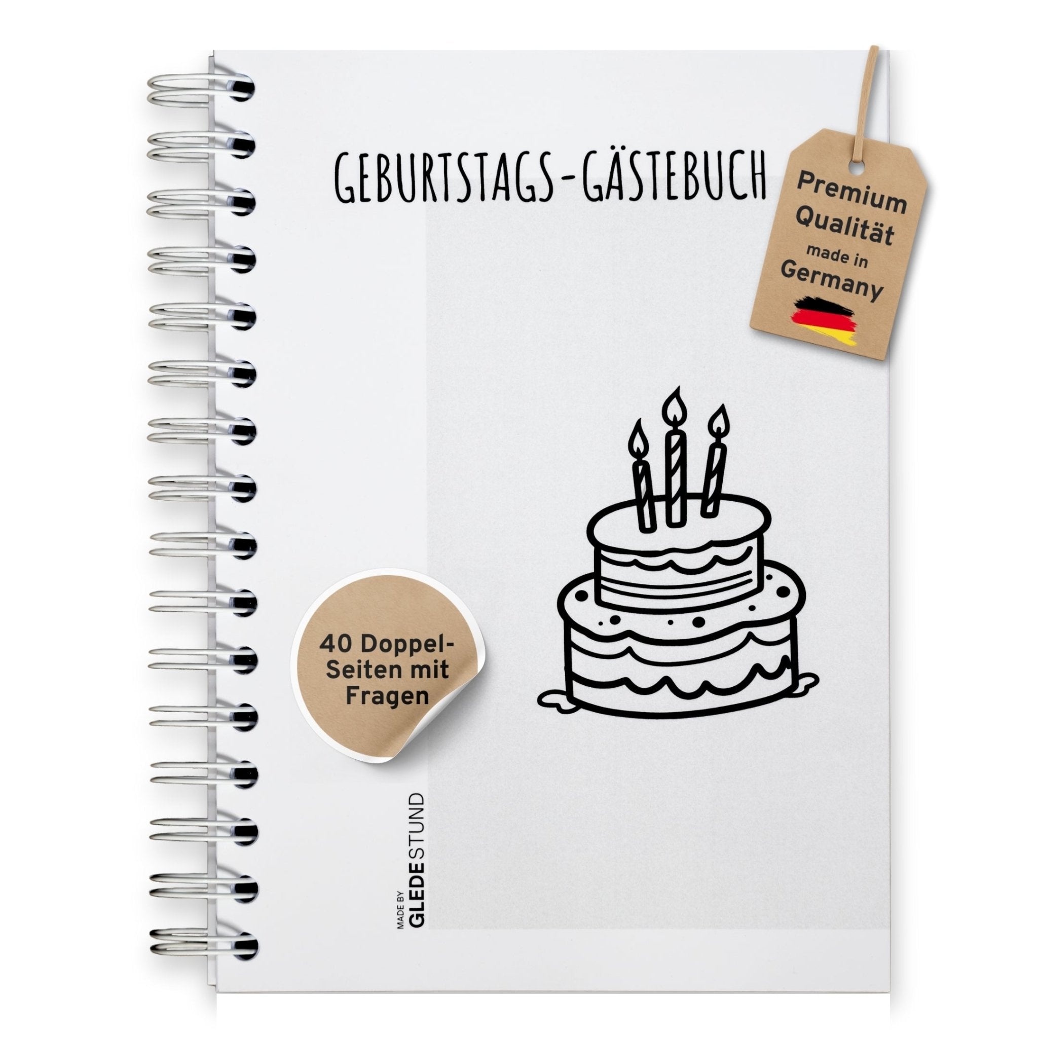 Gästebuch Geburtstag mit Fragen - 40 Gäste - DIN A5 Schlicht - GLEDESTUND