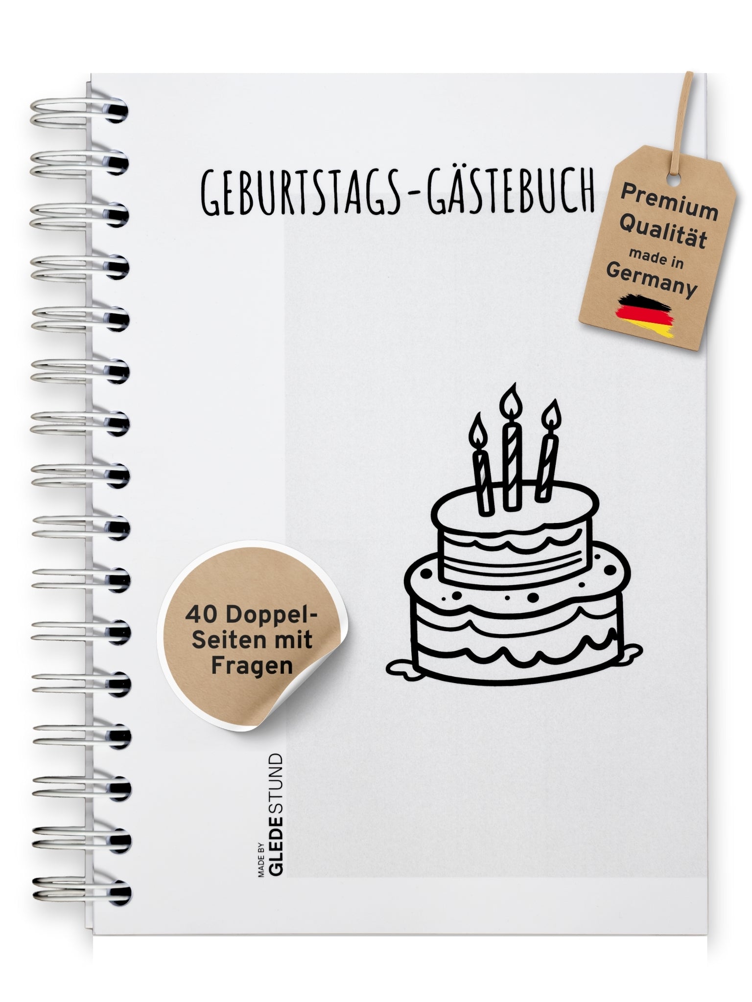 Gästebuch Geburtstag mit Fragen - 40 Gäste - DIN A5 Schlicht - GLEDESTUND