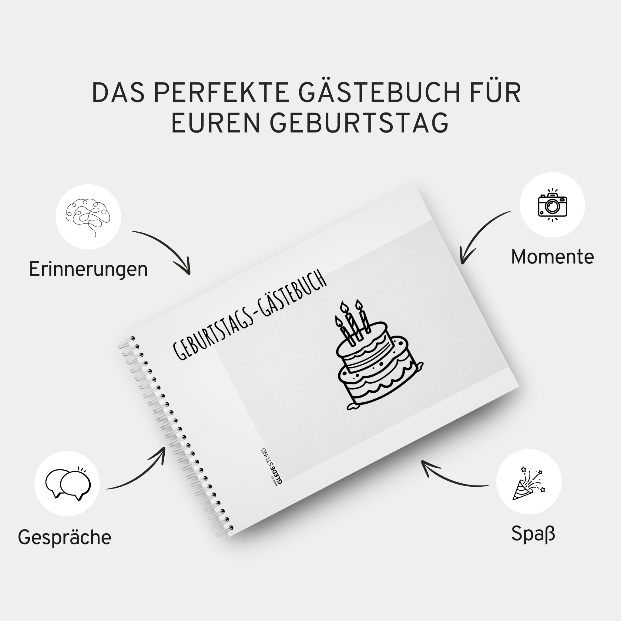 Gästebuch Geburtstag mit Fragen - 60 Seiten - GLEDESTUND
