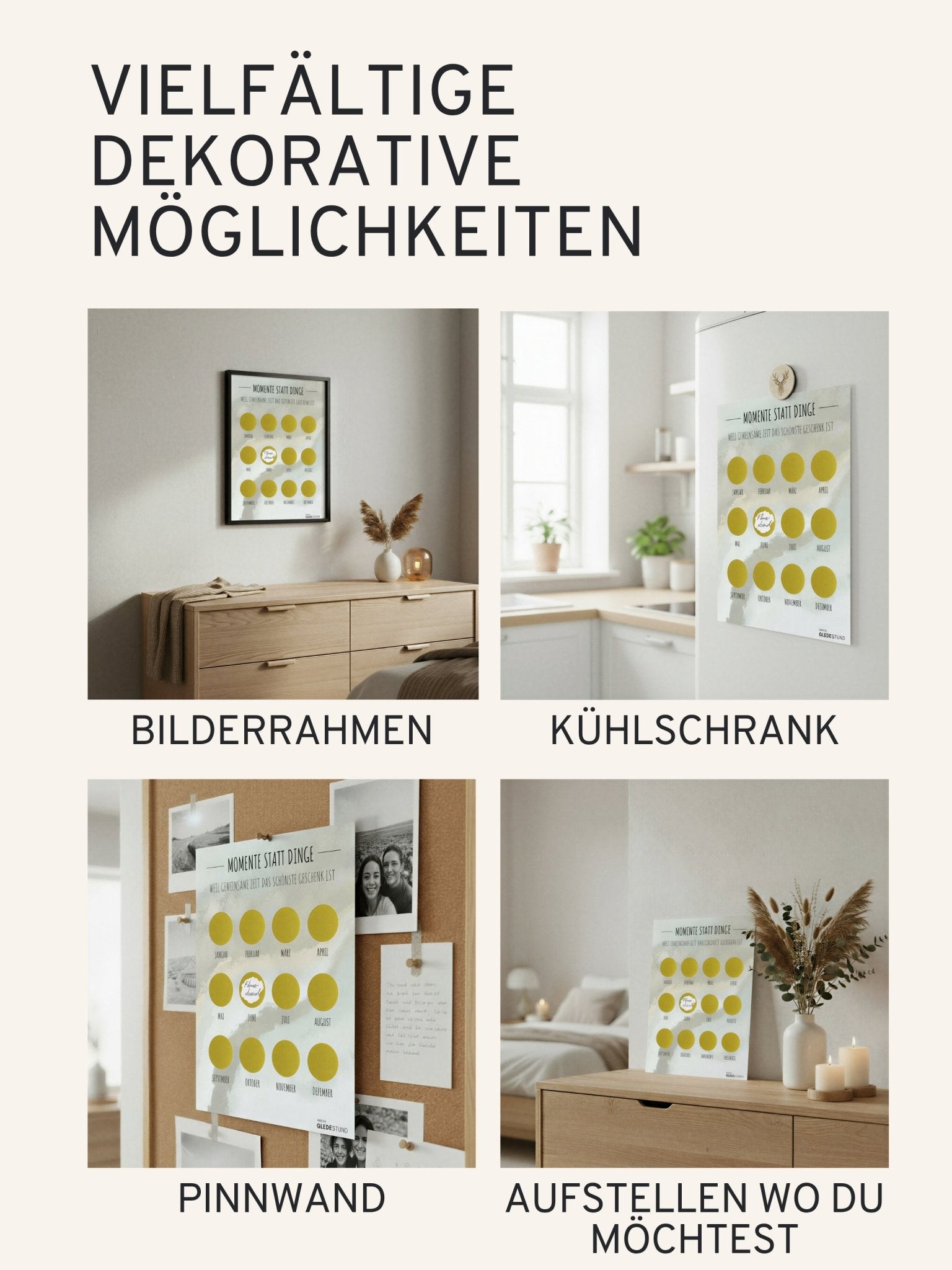 "Momente statt Dinge“ - Gutschein - Kalender - Salbeigrau - GLEDESTUND