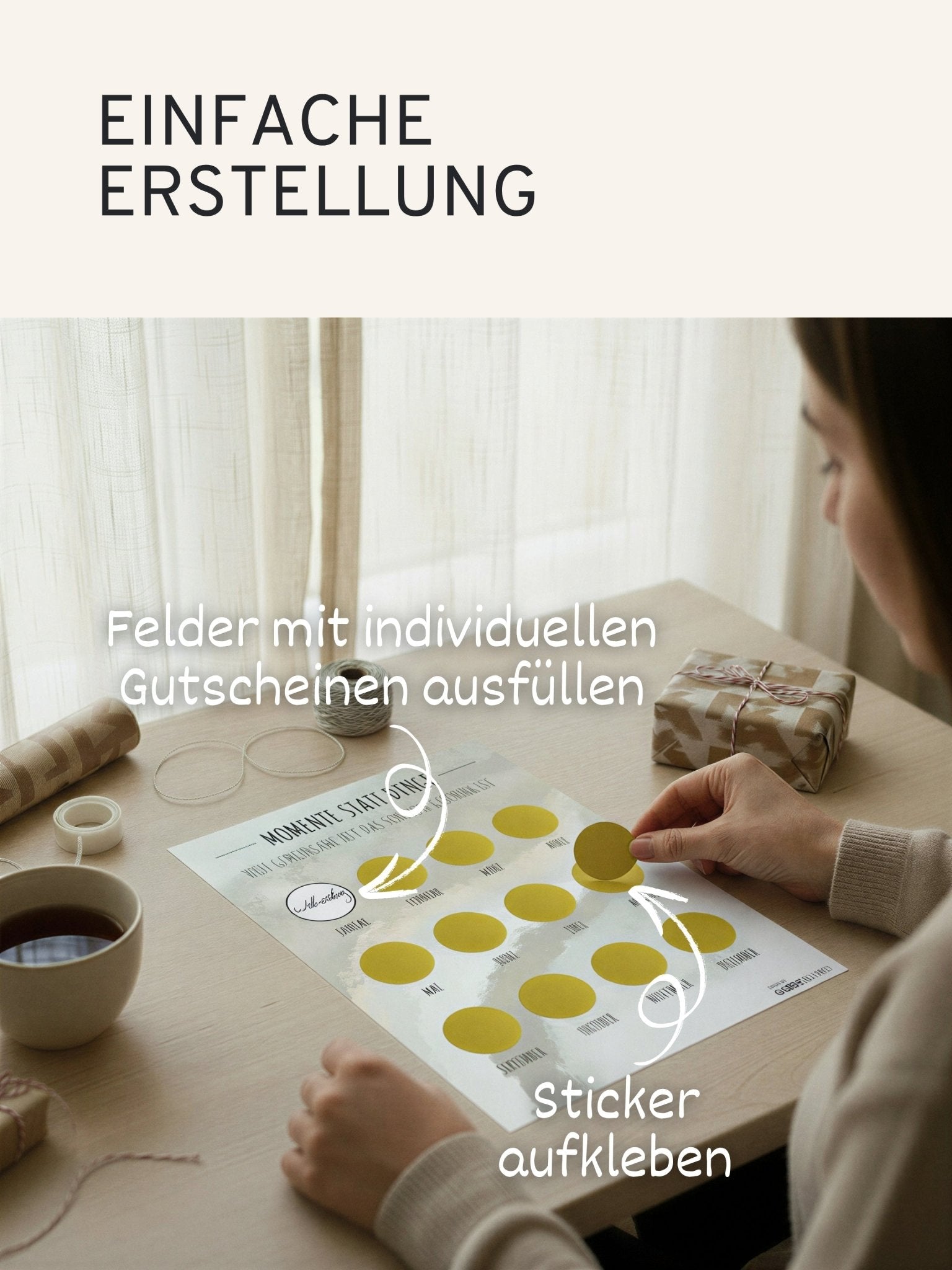 "Momente statt Dinge“ - Gutschein - Kalender - Salbeigrau - GLEDESTUND