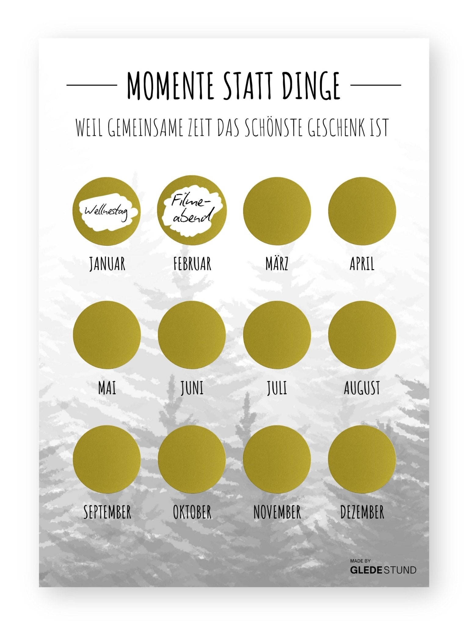 "Momente statt Dinge“ - Gutschein - Kalender - Wald - GLEDESTUND