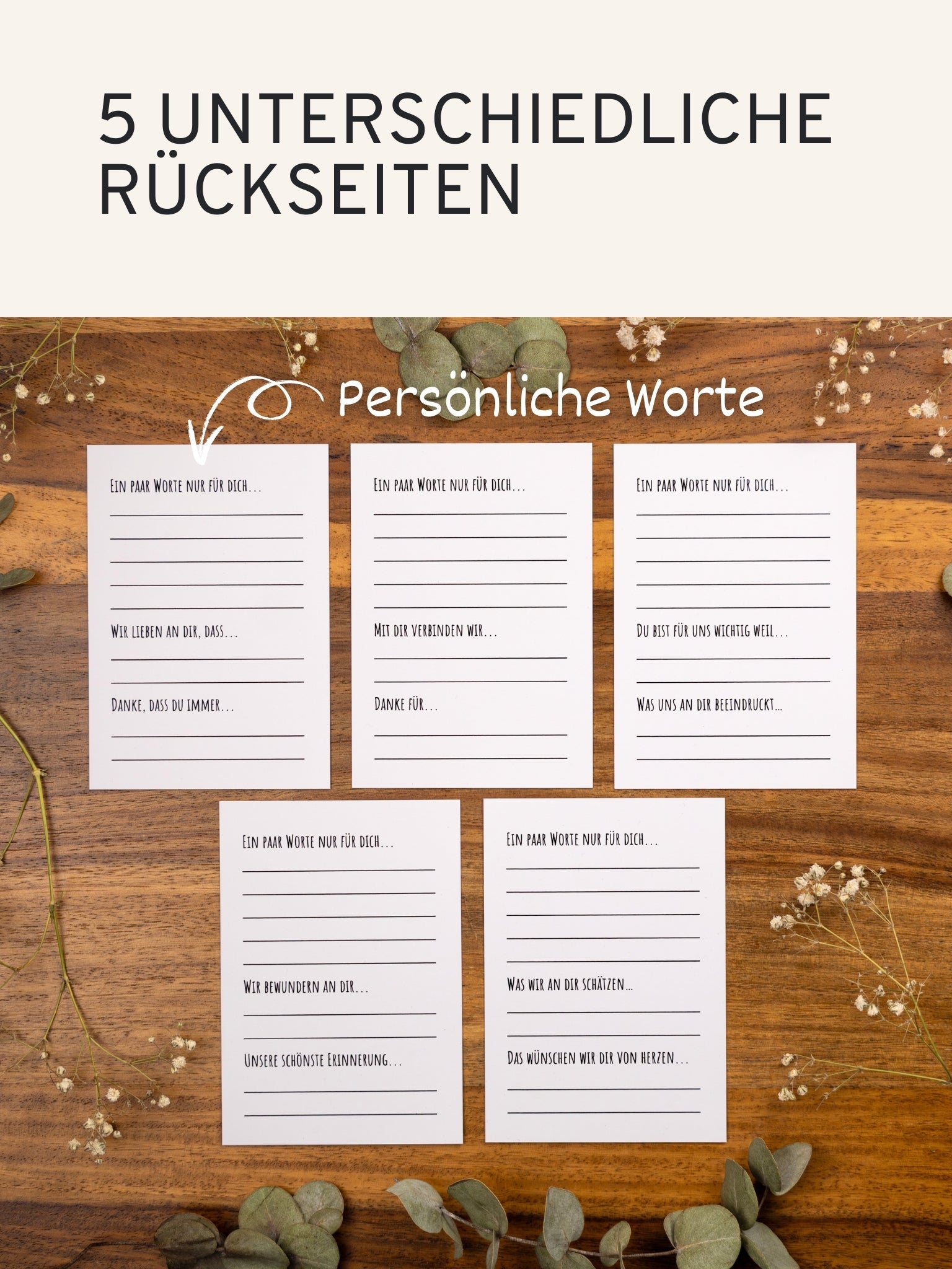 Tischkarten Hochzeit mit persönlichen Worten an die Gäste - 50 Karten - GLEDESTUND
