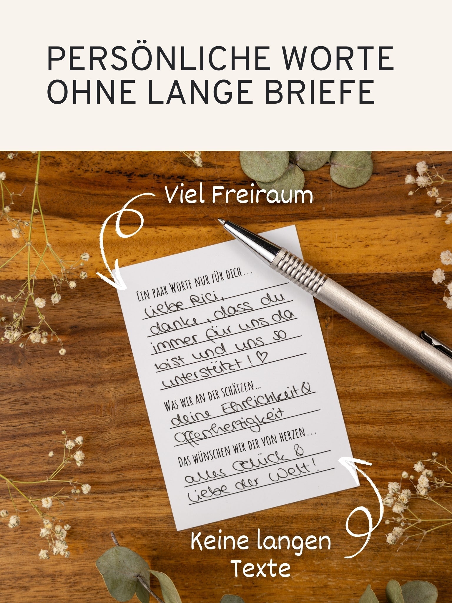 Tischkarten Hochzeit mit persönlichen Worten an die Gäste - 50 Karten - GLEDESTUND