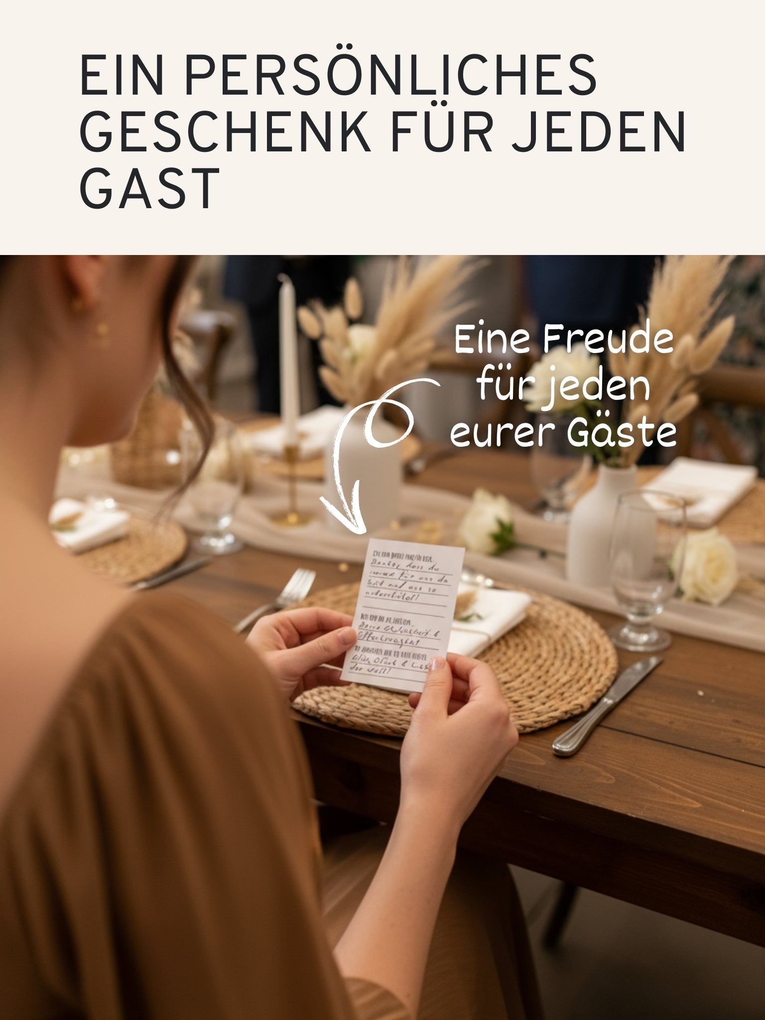 Tischkarten Hochzeit mit persönlichen Worten an die Gäste - 50 Karten - GLEDESTUND