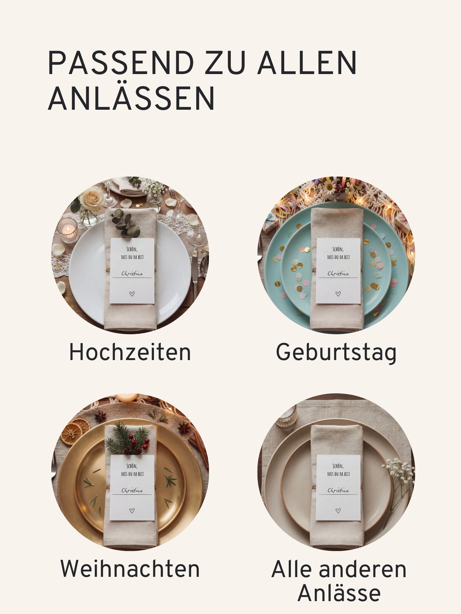 Tischkarten "Schön, dass du da bist" - 50 Karten - GLEDESTUND